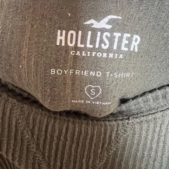 Hollister Olive Green Ribbed Boyfriend Cropped Sweatshirt size Small - Picture 2 of 10